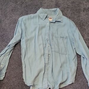 SO Pale Blue Men's Casual Button-Down Shirt